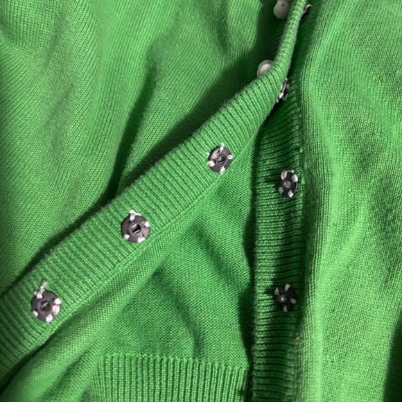 Green Pom Pom Accent Cardigan - Picture 5 of 6